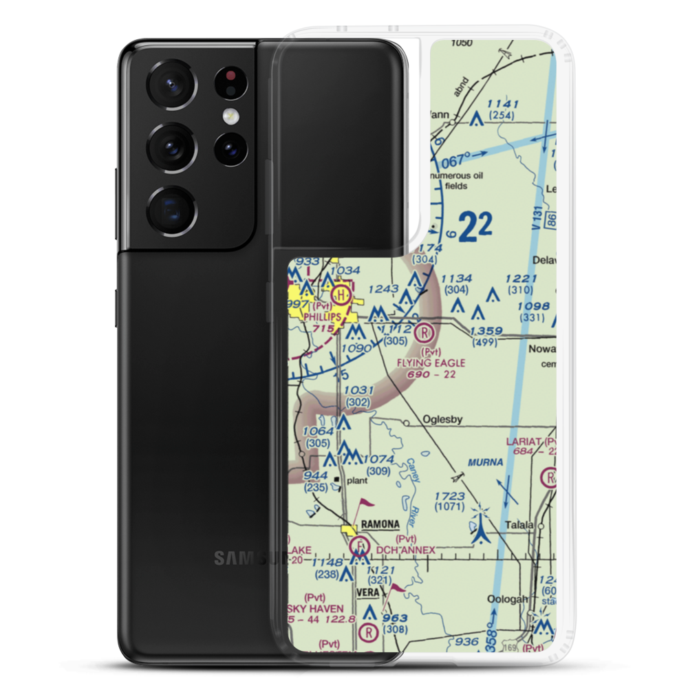 Flying Eagle Estates Airport (9OK3) VFR Sectional Samsung Case Samsung Galaxy S21 Ultra model shown