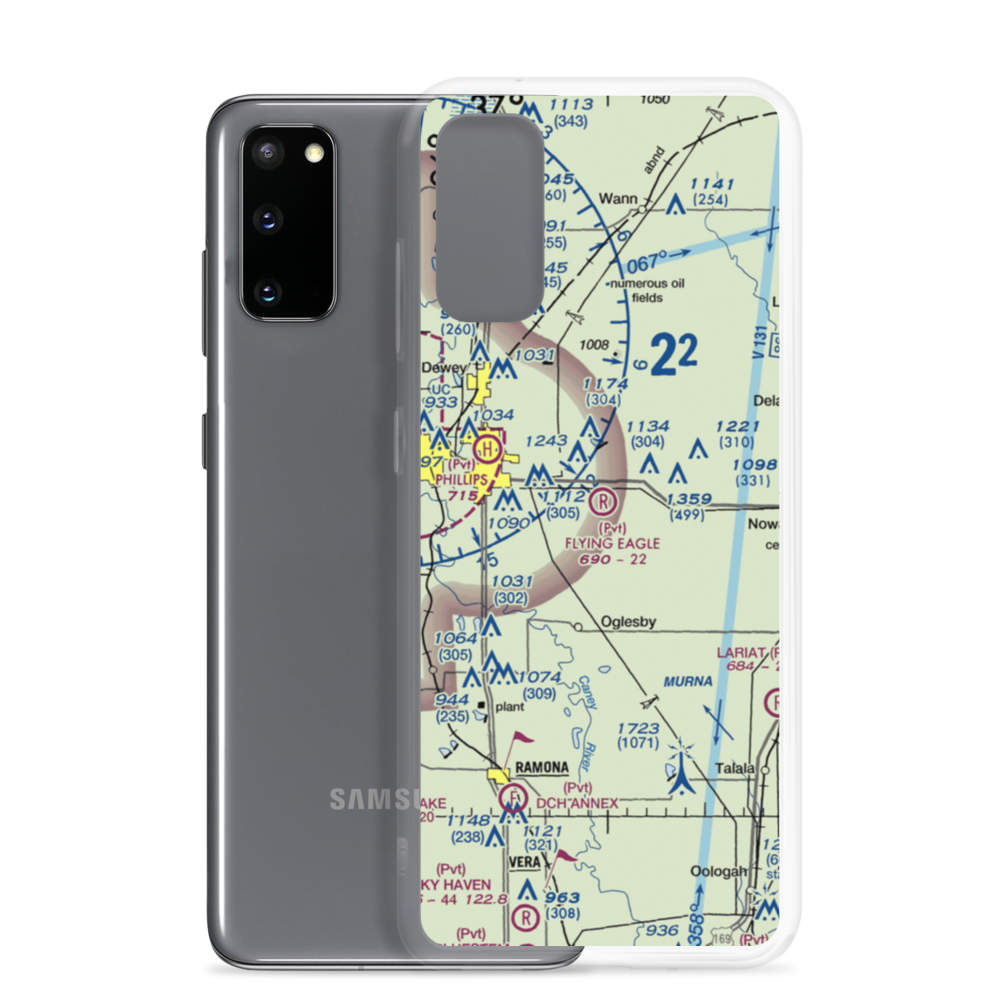 Flying Eagle Estates Airport (9OK3) VFR Sectional Samsung Case Samsung Galaxy S20 model shown