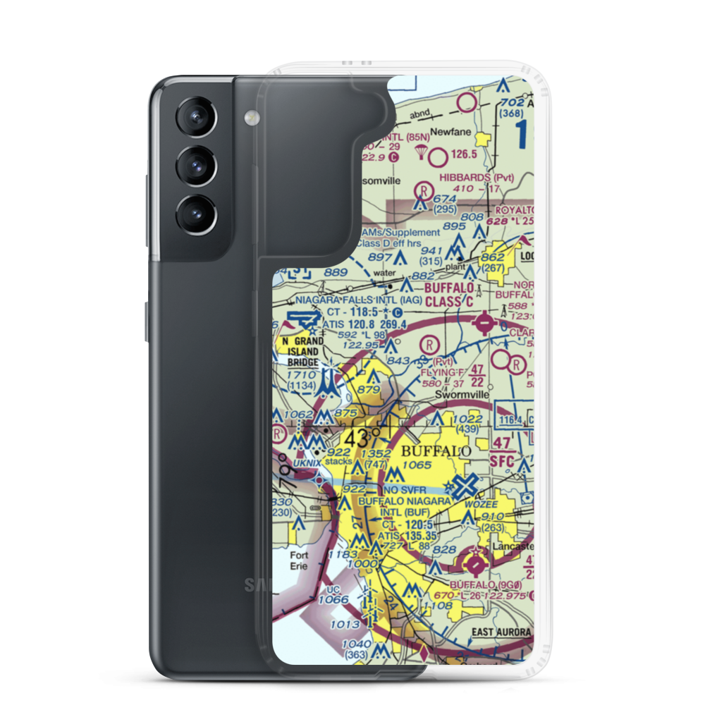 Flying F Airport (78NY) VFR Sectional Samsung Case Samsung Galaxy S21 model shown