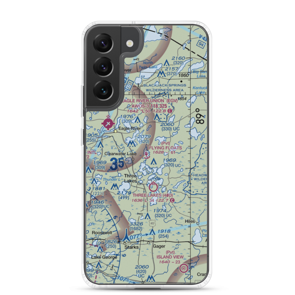Flying Floats Base Seaplane Base (8WI7) VFR Sectional Samsung Case Samsung Galaxy S22 Plus model shown