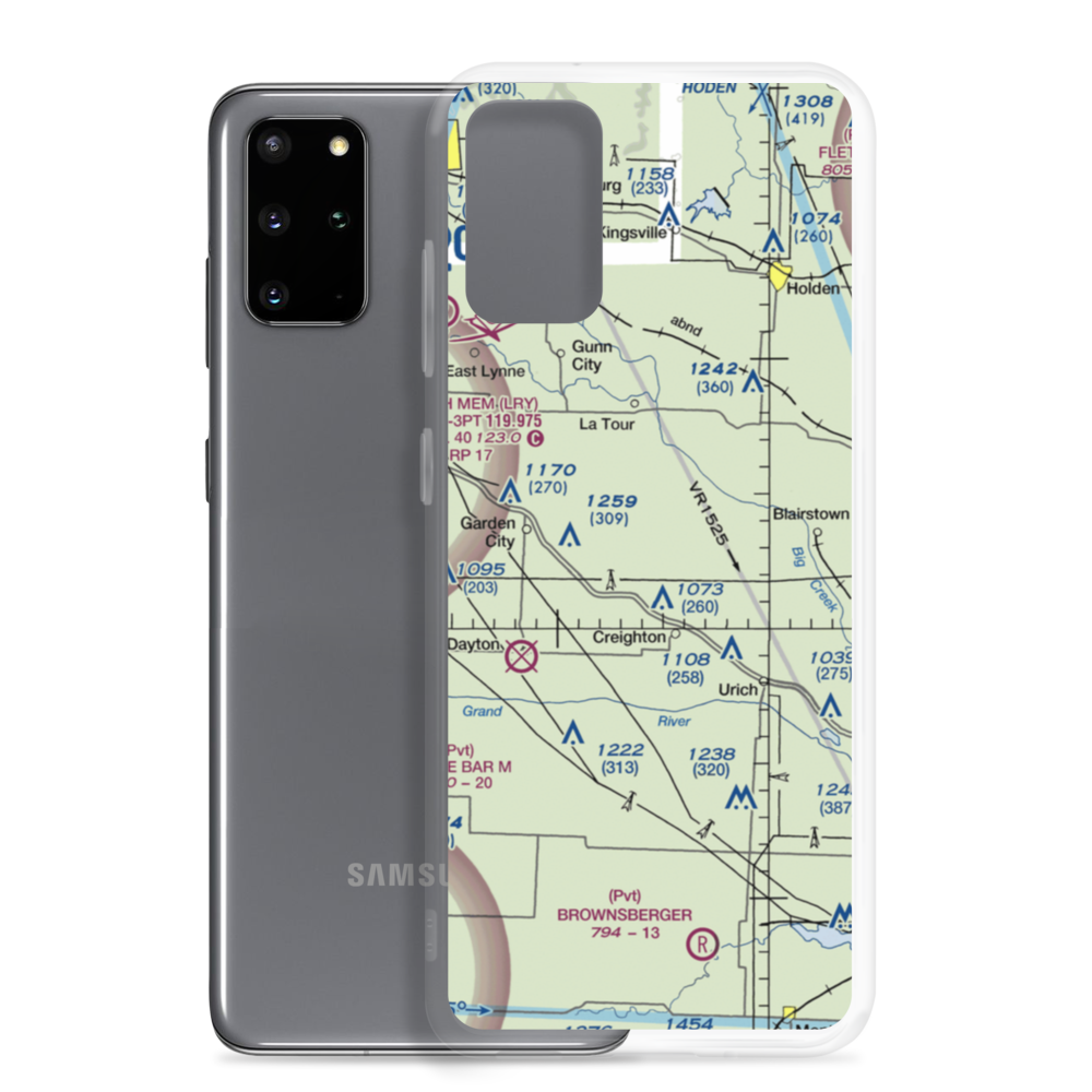 Flying G Airport (0MO1) VFR Sectional Samsung Case Samsung Galaxy S20 Plus model shown