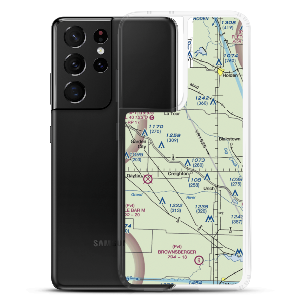 Flying G Airport (0MO1) VFR Sectional Samsung Case Samsung Galaxy S21 Ultra model shown