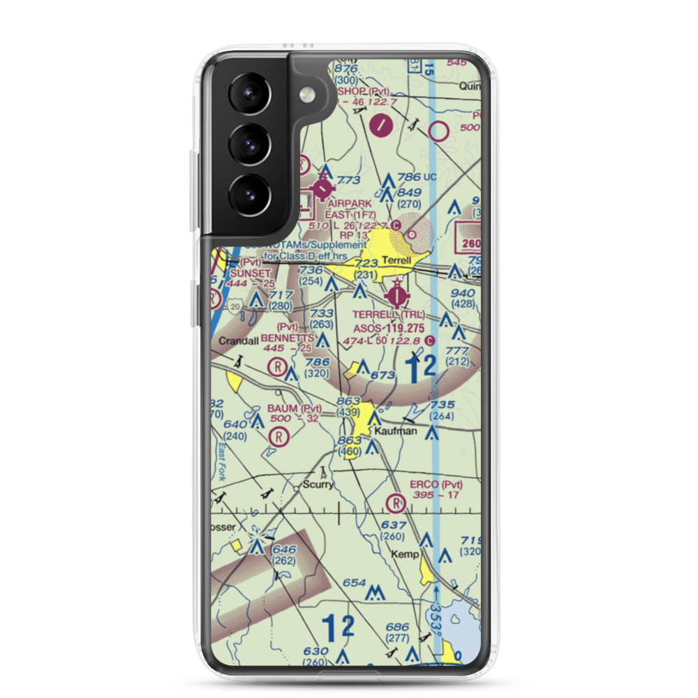 Flying G Airport (28XS) VFR Sectional Samsung Case Samsung Galaxy S21 Plus model shown