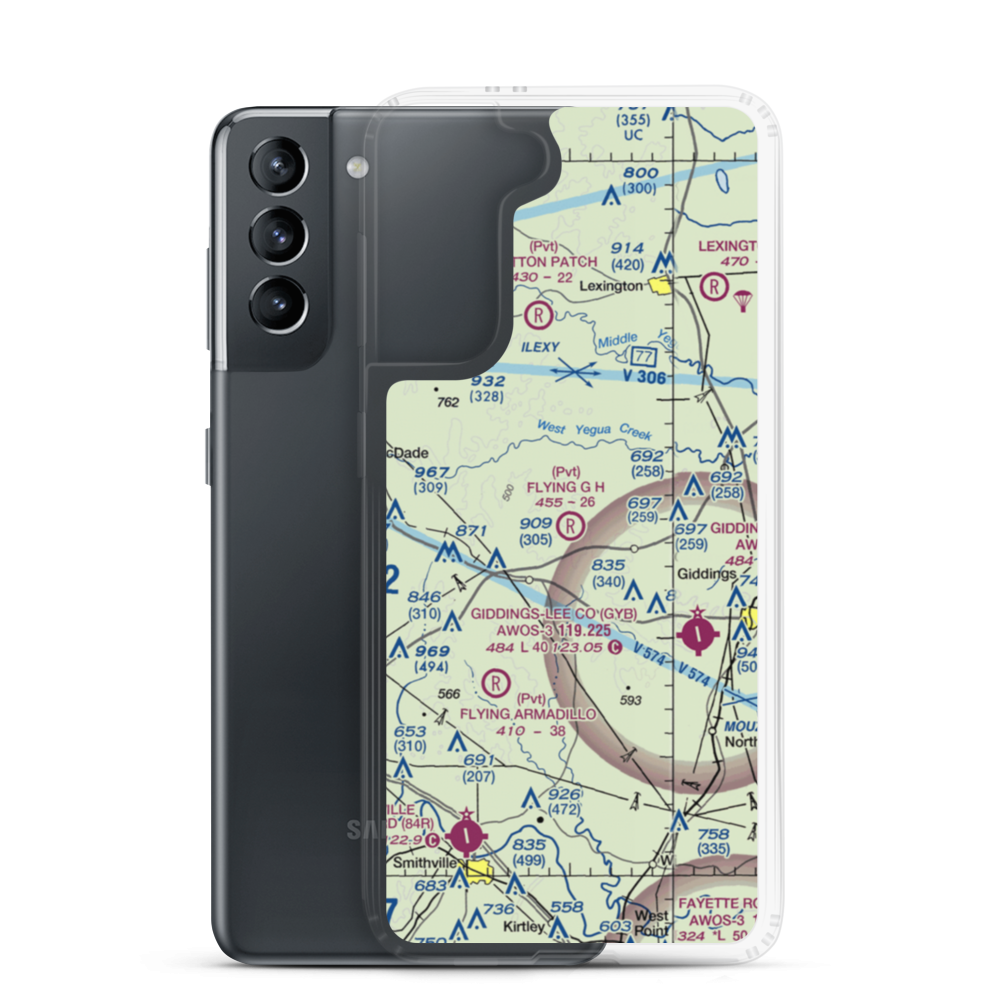Flying G H Ranch Airport (9TE7) VFR Sectional Samsung Case Samsung Galaxy S21 model shown