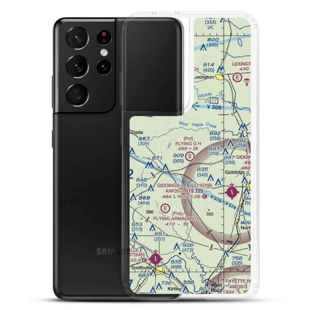 Flying G H Ranch Airport (9TE7) VFR Sectional Samsung Case Samsung Galaxy S21 Ultra model shown