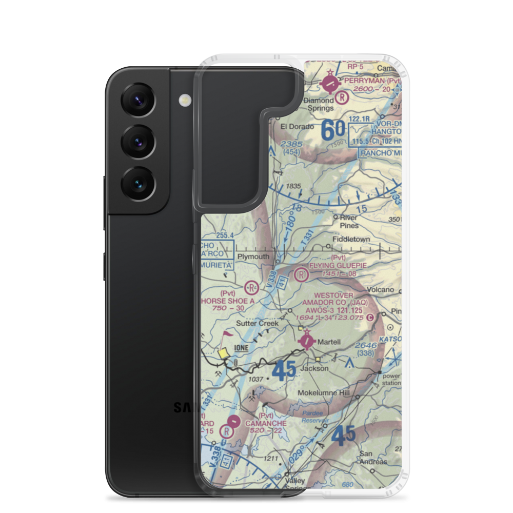 Flying Gluepie Ranch Airport (74CA) VFR Sectional Samsung Case Samsung Galaxy S22 model shown