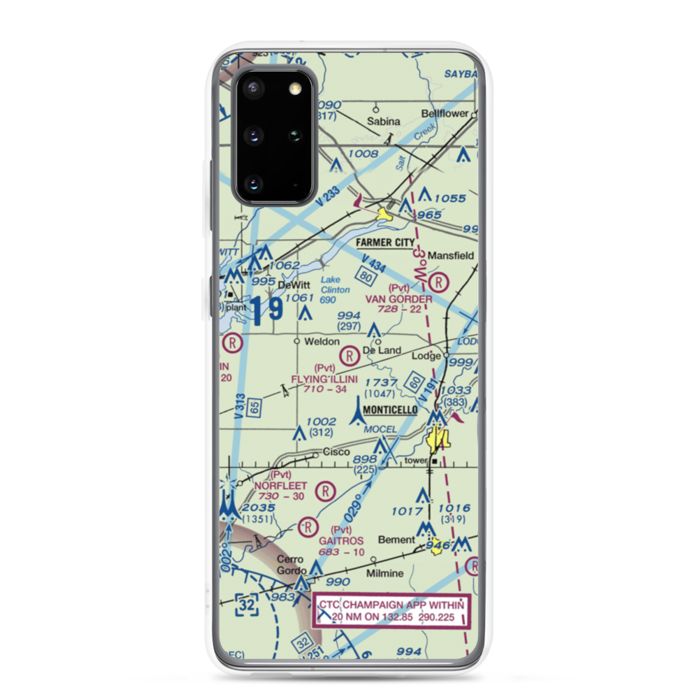 Flying Illini Airport (IL80) VFR Sectional Samsung Case Samsung Galaxy S20 Plus model shown