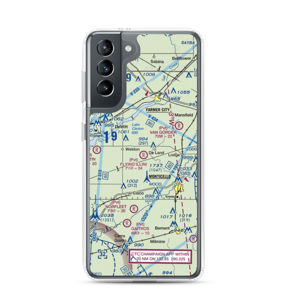 Flying Illini Airport (IL80) VFR Sectional Samsung Case Samsung Galaxy S21 model shown