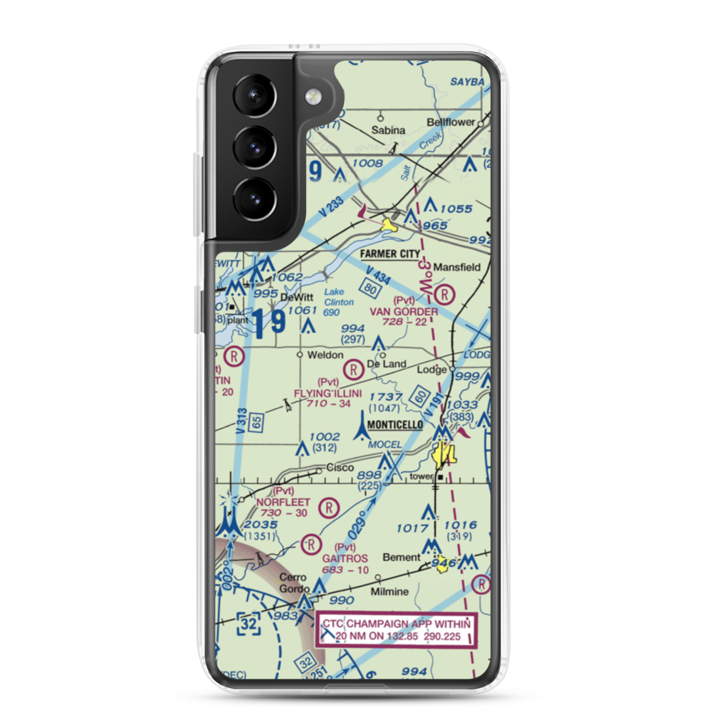 Flying Illini Airport (IL80) VFR Sectional Samsung Case Samsung Galaxy S21 Plus model shown