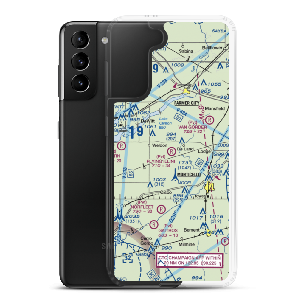 Flying Illini Airport (IL80) VFR Sectional Samsung Case Samsung Galaxy S21 Plus model shown