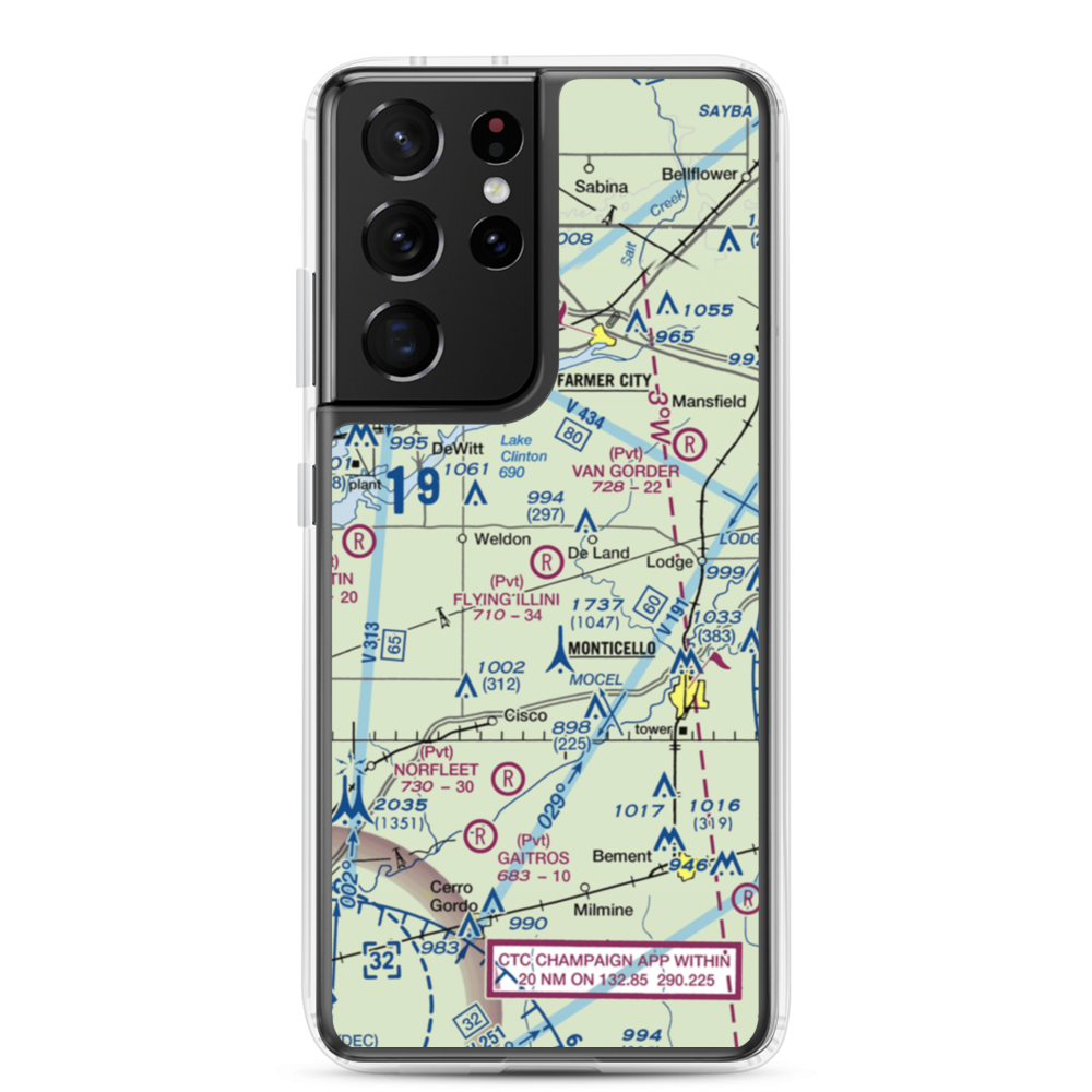 Flying Illini Airport (IL80) VFR Sectional Samsung Case Samsung Galaxy S21 Ultra model shown
