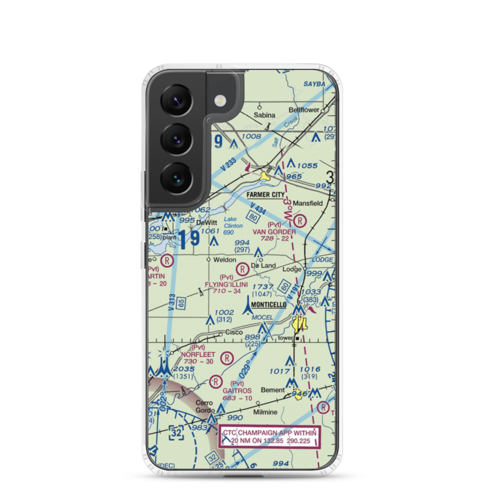 Flying Illini Airport (IL80) VFR Sectional Samsung Case Samsung Galaxy S22 model shown