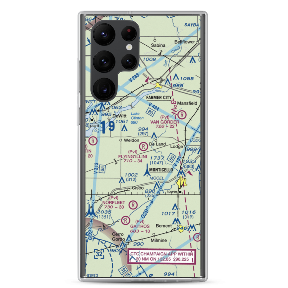 Flying Illini Airport (IL80) VFR Sectional Samsung Case Samsung Galaxy S22 Ultra model shown