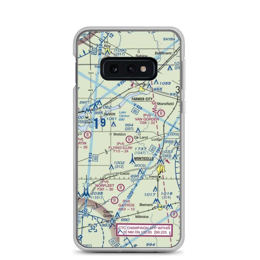 Flying Illini Airport (IL80) VFR Sectional Samsung Case Samsung Galaxy S10e model shown