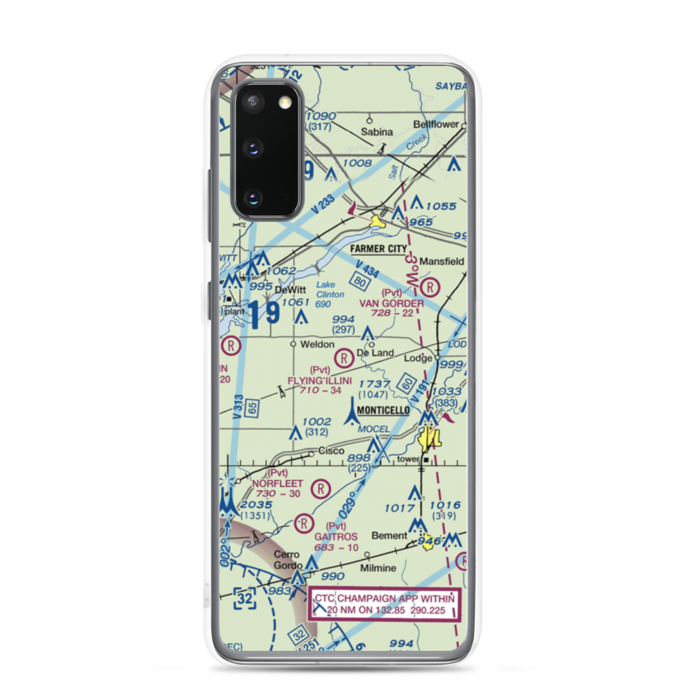Flying Illini Airport (IL80) VFR Sectional Samsung Case Samsung Galaxy S20 model shown