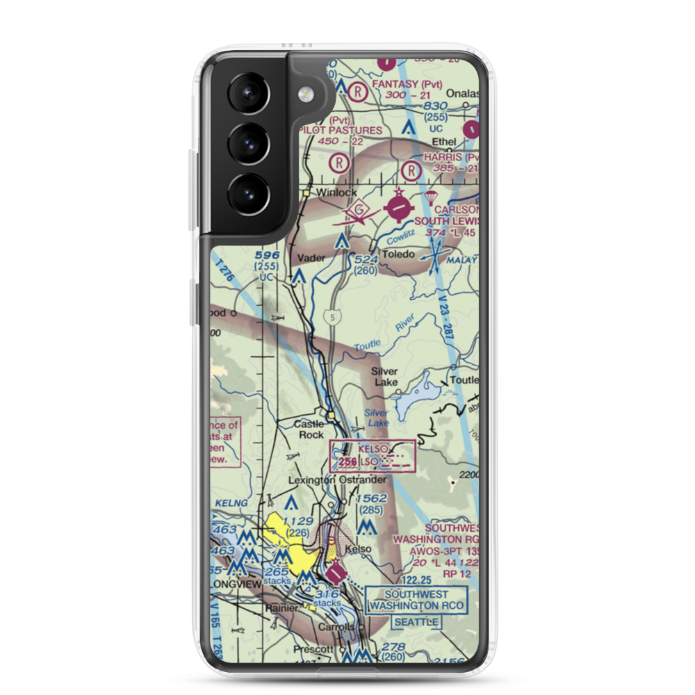 Flying K Ranch Airport (WA99) VFR Sectional Samsung Case Samsung Galaxy S21 Plus model shown