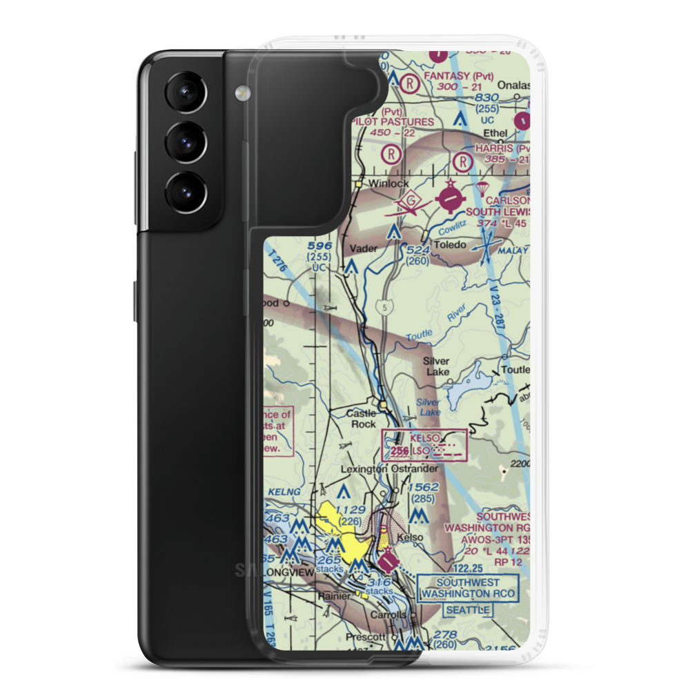 Flying K Ranch Airport (WA99) VFR Sectional Samsung Case Samsung Galaxy S21 Plus model shown