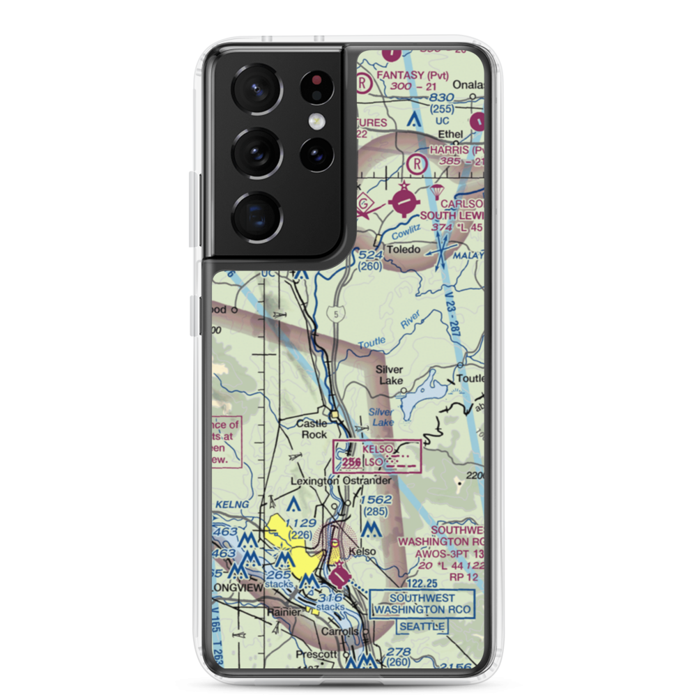 Flying K Ranch Airport (WA99) VFR Sectional Samsung Case Samsung Galaxy S21 Ultra model shown