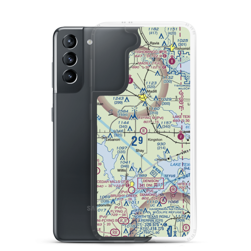 Flying M Airport (12OK) VFR Sectional Samsung Case Samsung Galaxy S21 model shown