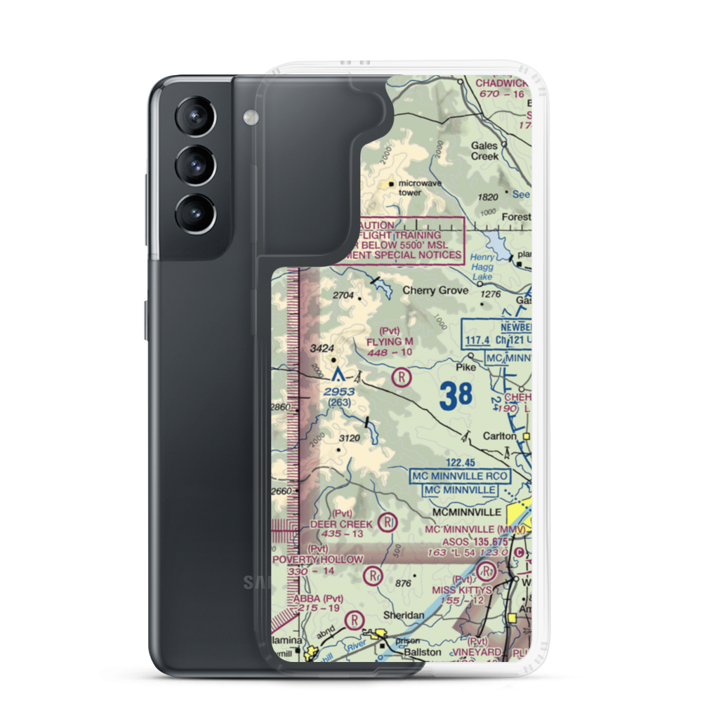 Flying M Airport (OR05) VFR Sectional Samsung Case Samsung Galaxy S21 model shown
