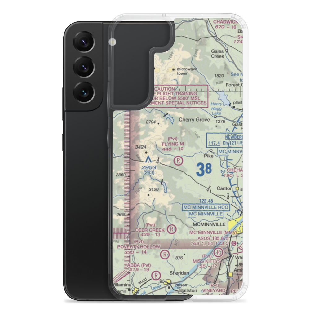 Flying M Airport (OR05) VFR Sectional Samsung Case Samsung Galaxy S22 Plus model shown