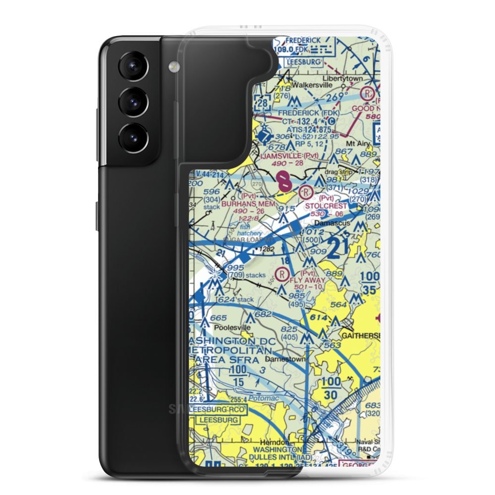 Flying M Farms Airport (MD77) VFR Sectional Samsung Case Samsung Galaxy S21 Plus model shown