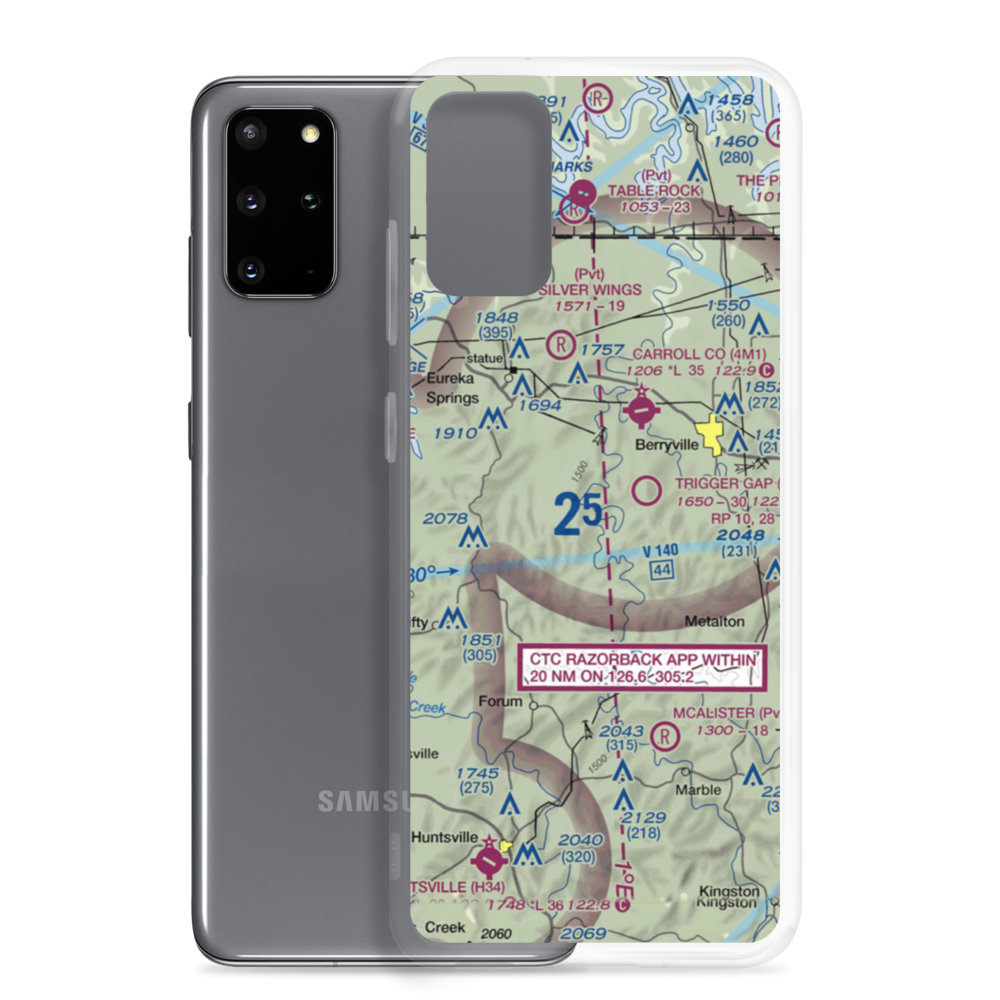 Flying Machines Airstrip (AR08) VFR Sectional Samsung Case Samsung Galaxy S20 Plus model shown