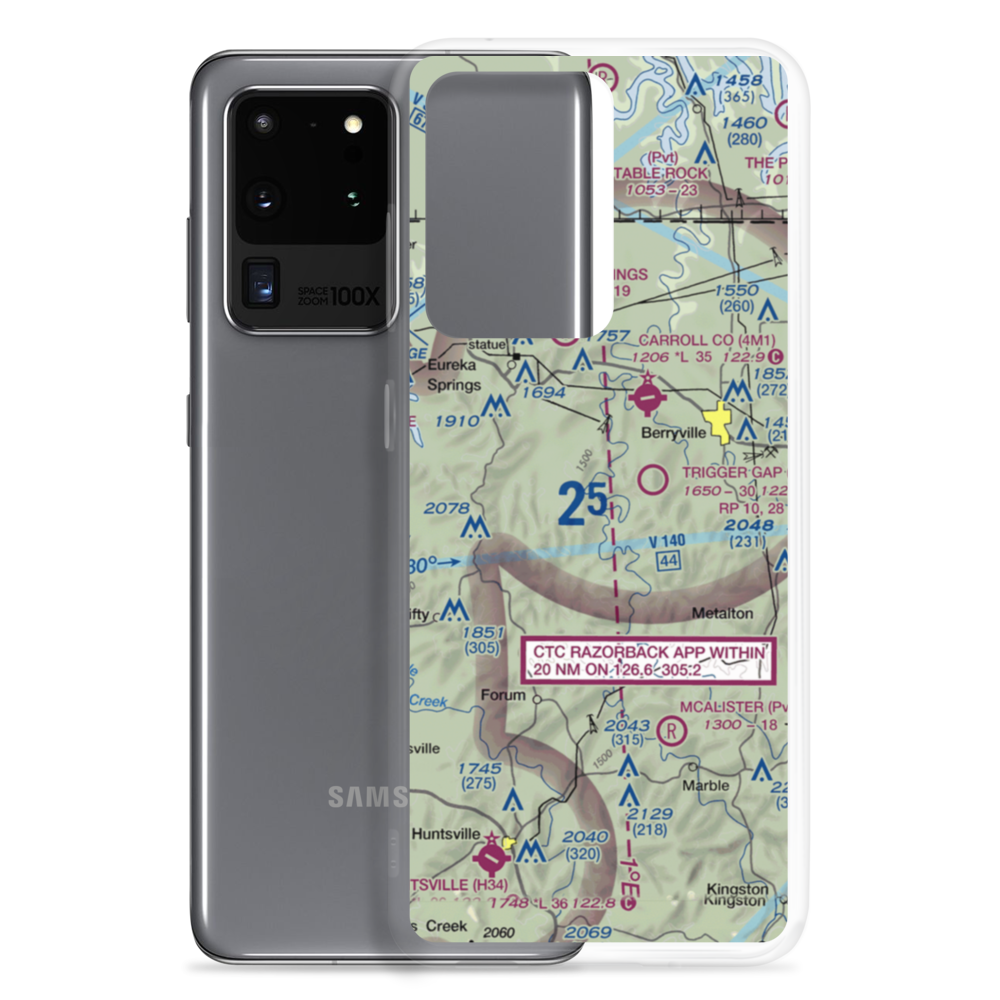Flying Machines Airstrip (AR08) VFR Sectional Samsung Case Samsung Galaxy S20 Ultra model shown