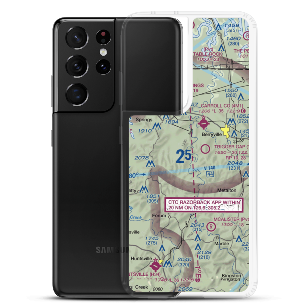 Flying Machines Airstrip (AR08) VFR Sectional Samsung Case Samsung Galaxy S21 Ultra model shown