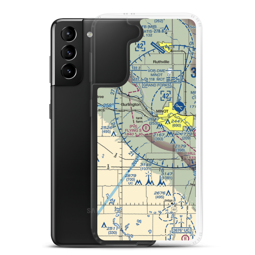 Flying S Ranch Airport (ND43) VFR Sectional Samsung Case Samsung Galaxy S21 Plus model shown