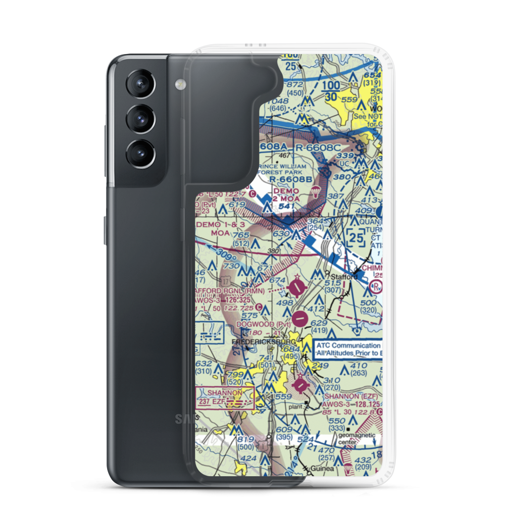 Flying T Farm Airport (1VA9) VFR Sectional Samsung Case Samsung Galaxy S21 model shown