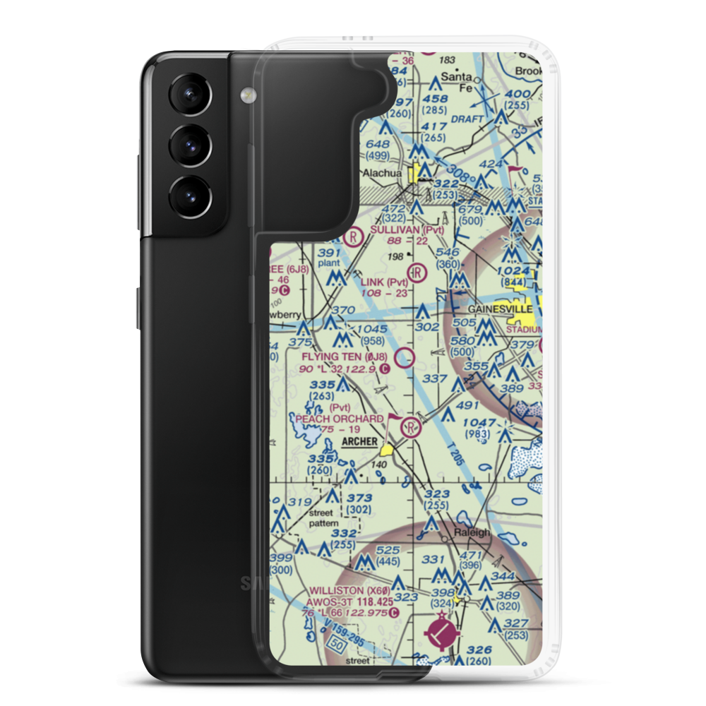 Flying Ten Airport (0J8) VFR Sectional Samsung Case Samsung Galaxy S21 Plus model shown