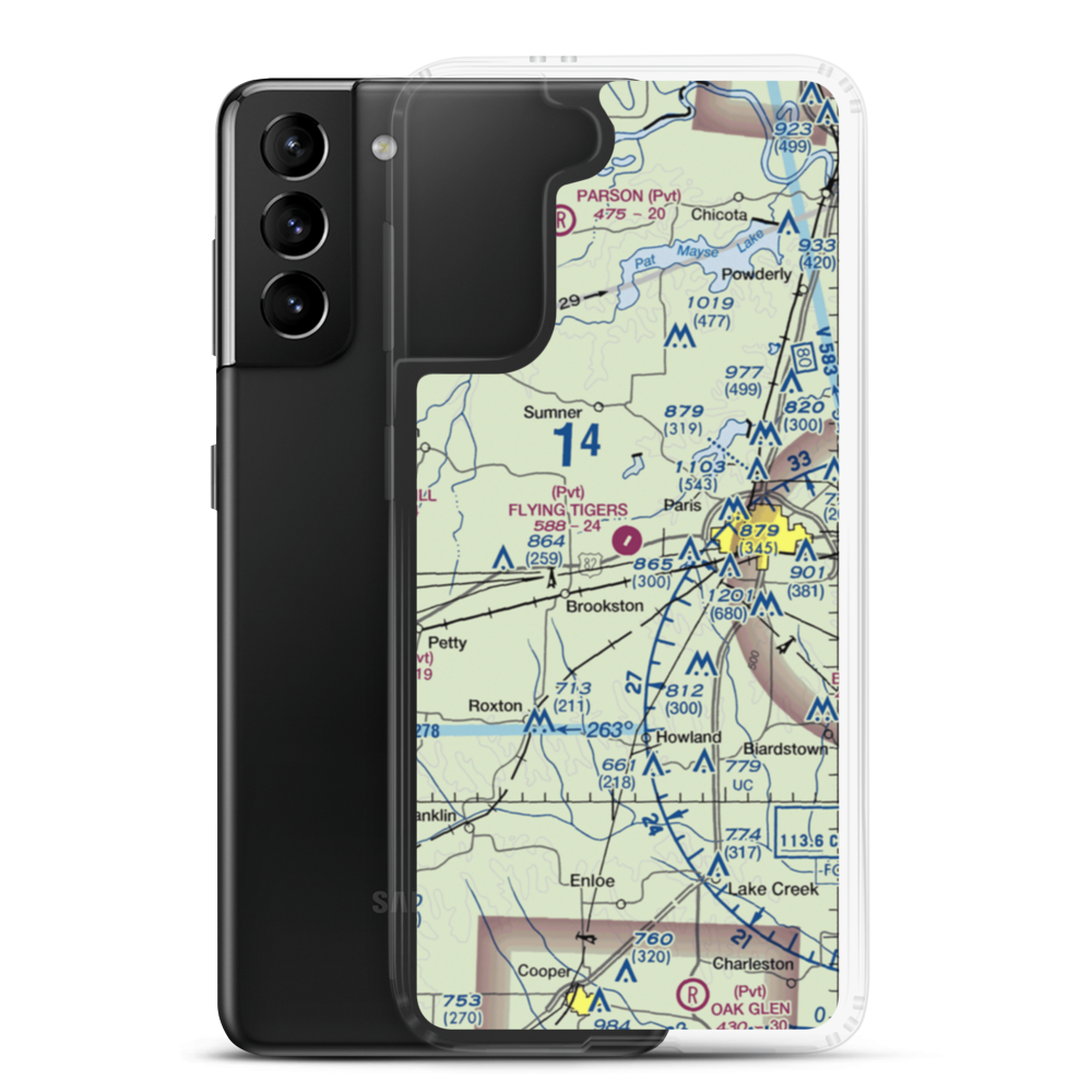 Flying Tigers Airport (39TA) VFR Sectional Samsung Case Samsung Galaxy S21 Plus model shown