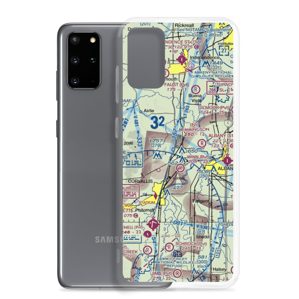Flying Tom Airport (OR39) VFR Sectional Samsung Case Samsung Galaxy S20 Plus model shown