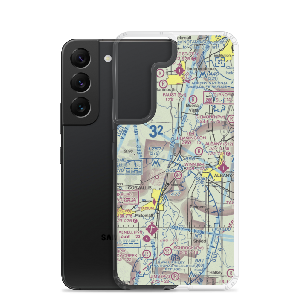 Flying Tom Airport (OR39) VFR Sectional Samsung Case Samsung Galaxy S22 model shown