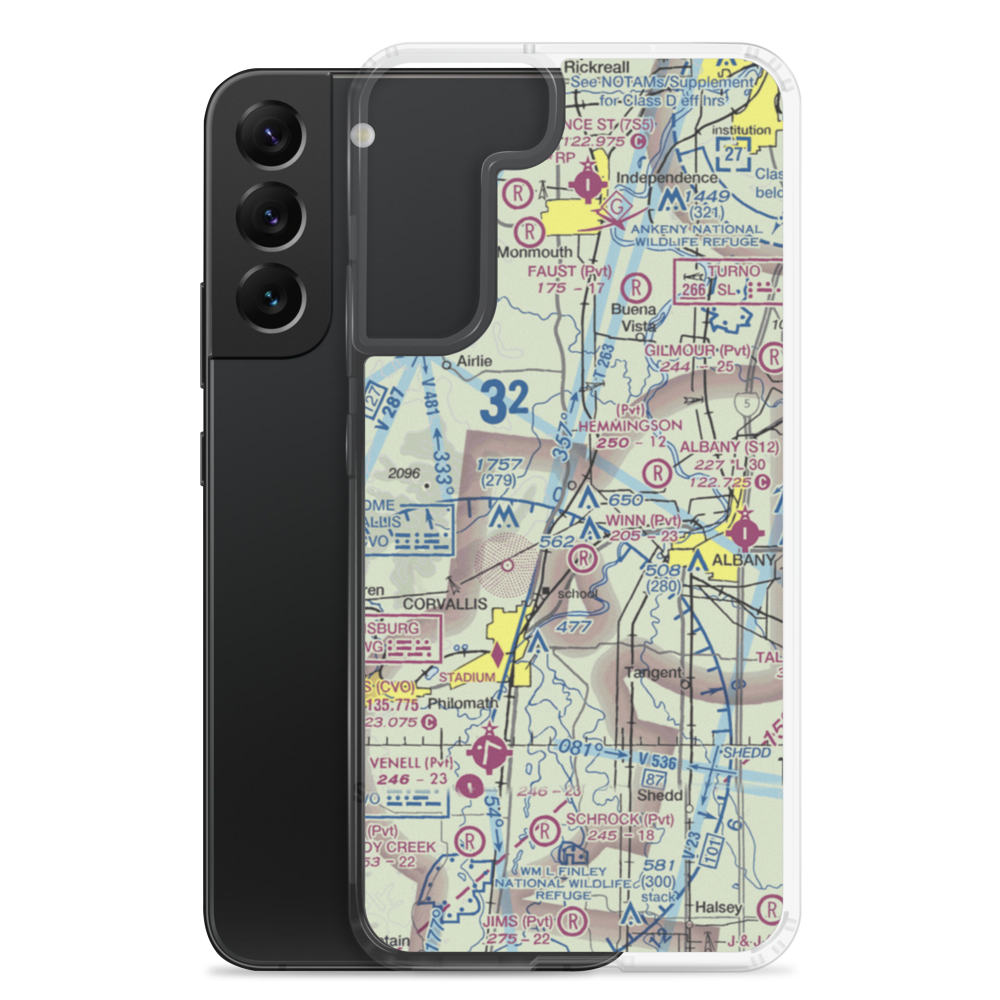 Flying Tom Airport (OR39) VFR Sectional Samsung Case Samsung Galaxy S22 Plus model shown
