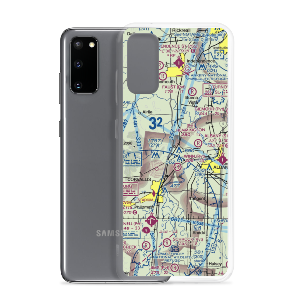 Flying Tom Airport (OR39) VFR Sectional Samsung Case Samsung Galaxy S20 model shown