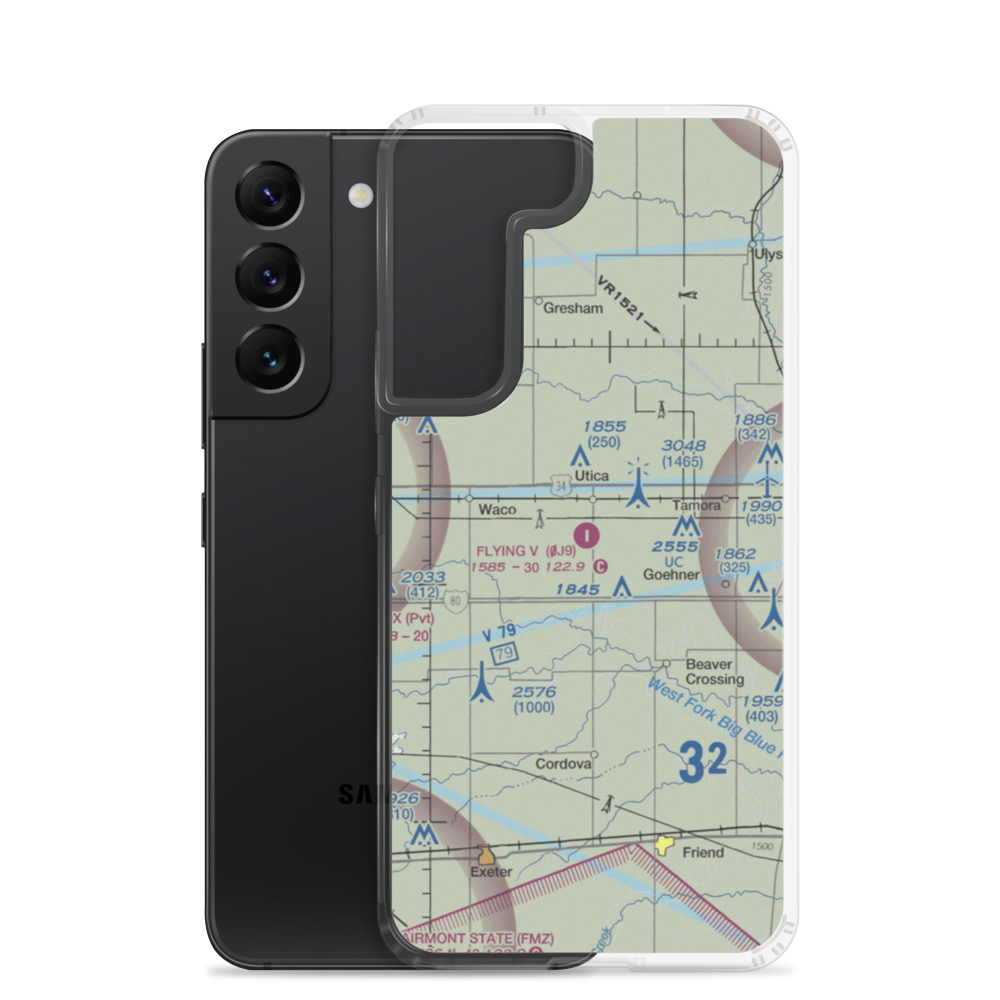 Flying V Airport (0J9) VFR Sectional Samsung Case Samsung Galaxy S22 model shown