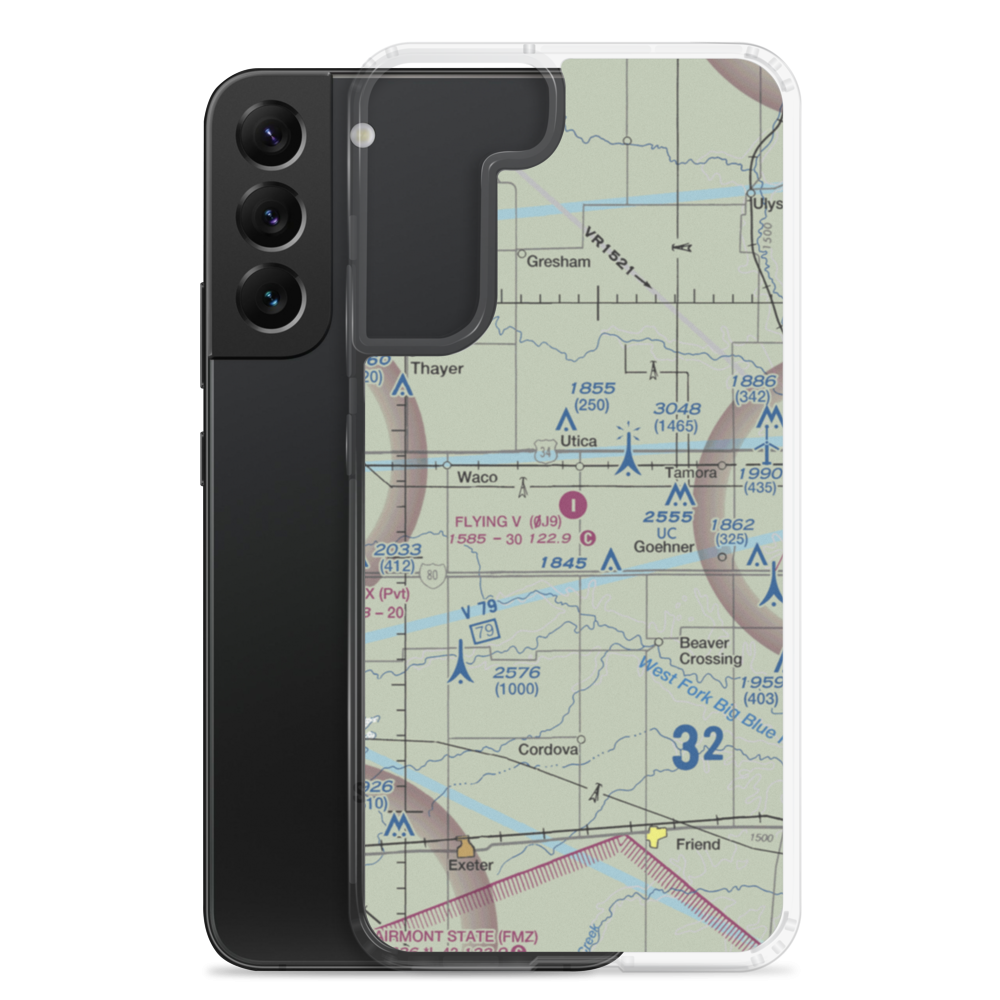 Flying V Airport (0J9) VFR Sectional Samsung Case Samsung Galaxy S22 Plus model shown