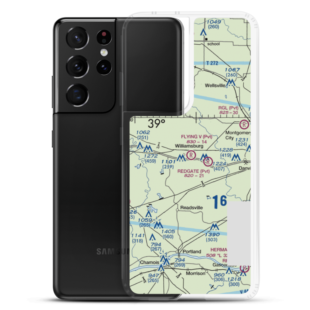 Flying V Ranch Airport (10MO) VFR Sectional Samsung Case Samsung Galaxy S21 Ultra model shown