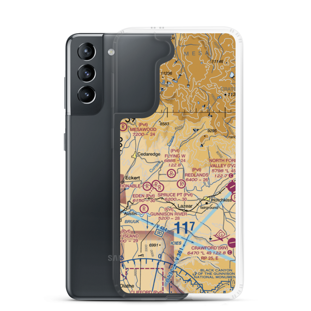 Flying W No.2 Airport (51CO) VFR Sectional Samsung Case Samsung Galaxy S21 model shown