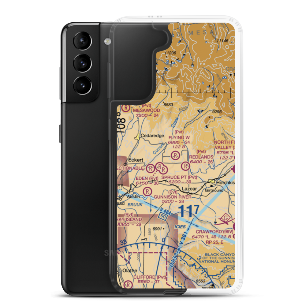 Flying W Ranch Airport (CO20) VFR Sectional Samsung Case Samsung Galaxy S21 Plus model shown