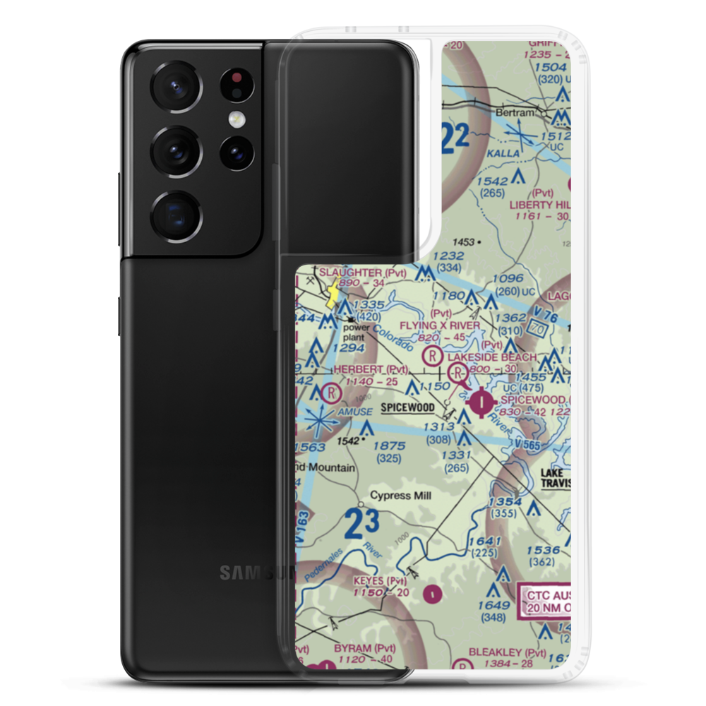 Flying X River Ranch Airport (8TA3) VFR Sectional Samsung Case Samsung Galaxy S21 Ultra model shown