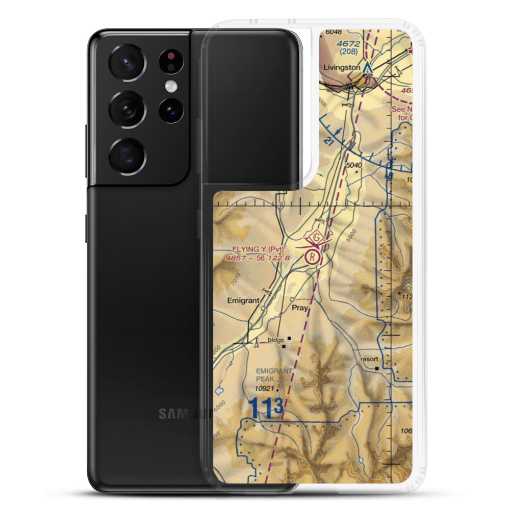 Flying Y Ranch Airport (MT48) VFR Sectional Samsung Case Samsung Galaxy S21 Ultra model shown
