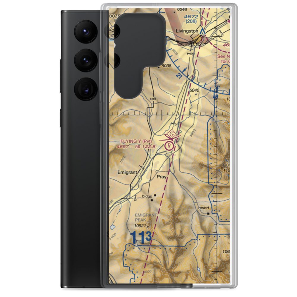Flying Y Ranch Airport (MT48) VFR Sectional Samsung Case Samsung Galaxy S22 Ultra model shown