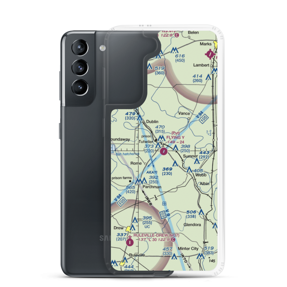 Flying Y Service Airport (MS41) VFR Sectional Samsung Case Samsung Galaxy S21 model shown