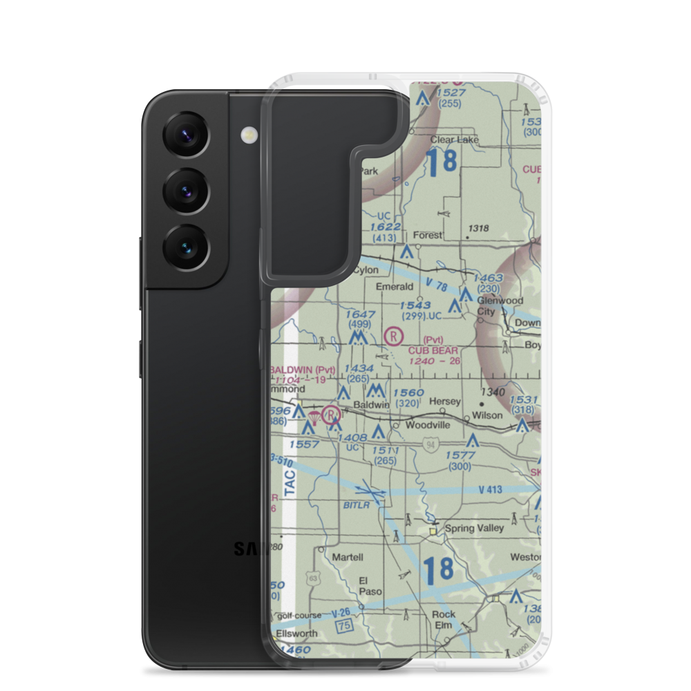 Flyplassen Airport (54WI) VFR Sectional Samsung Case Samsung Galaxy S22 model shown