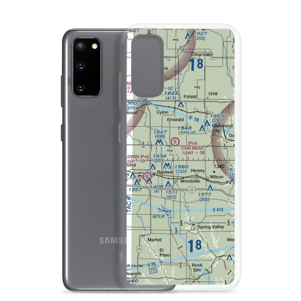 Flyplassen Airport (54WI) VFR Sectional Samsung Case Samsung Galaxy S20 model shown