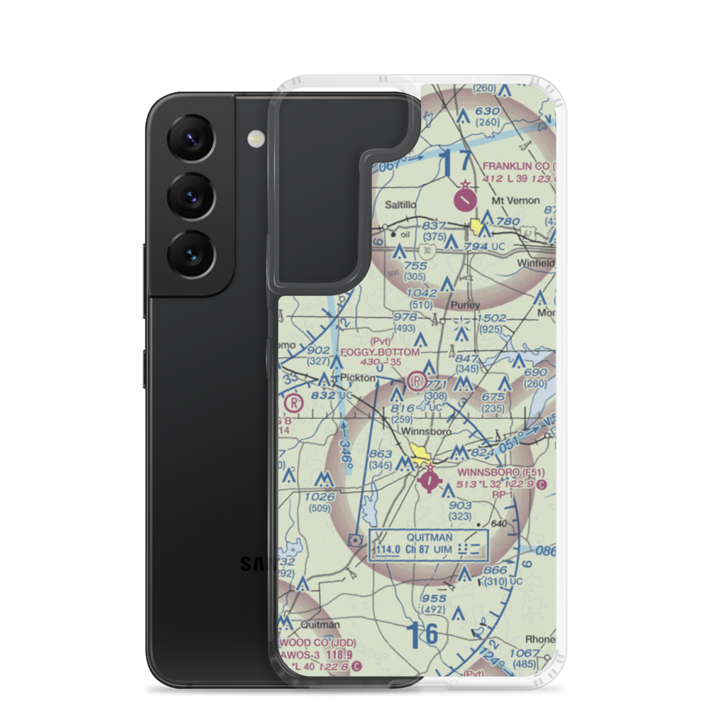 Foggy Bottom Airport (77TE) VFR Sectional Samsung Case Samsung Galaxy S22 model shown