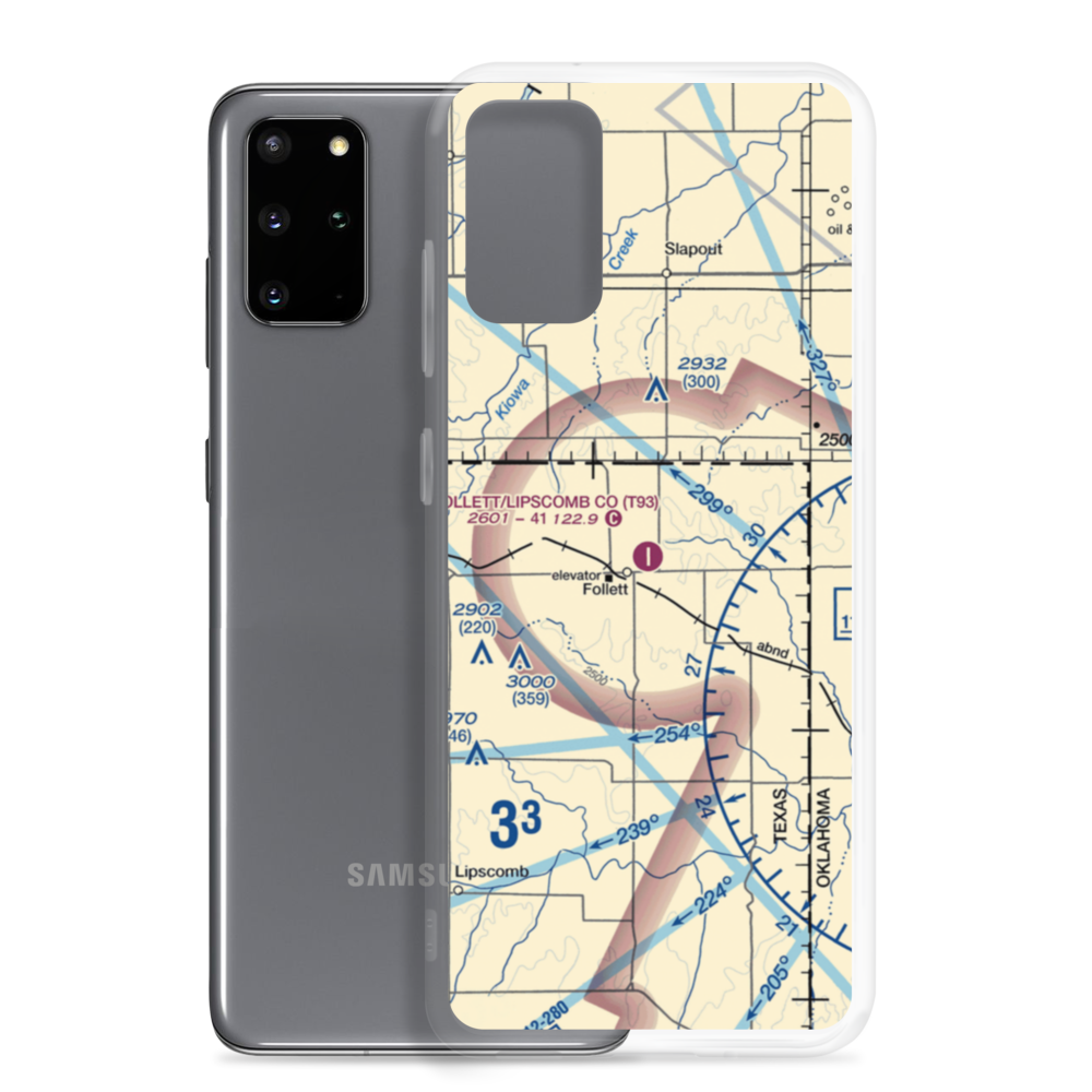 Follett Lipscomb County Airport (T93) VFR Sectional Samsung Case Samsung Galaxy S20 Plus model shown